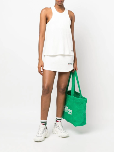 Reina Olga Logo-embroidered Waffle Tank Top In Weiss