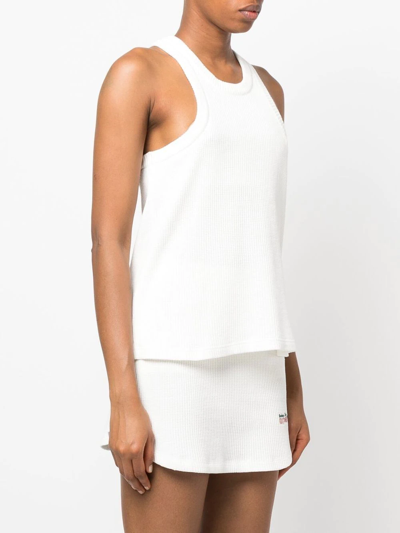 Reina Olga Logo-embroidered Waffle Tank Top In Weiss