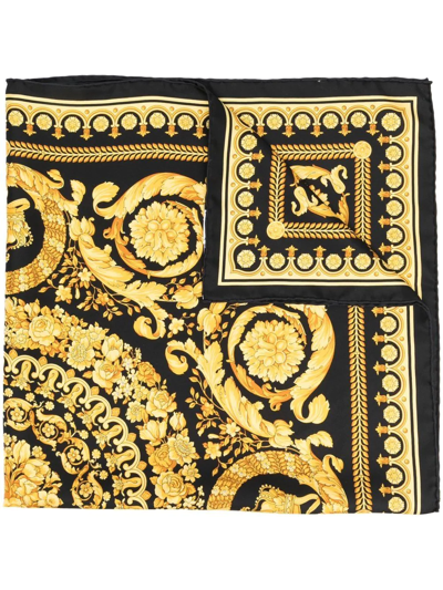 Shop Versace Barocco Silk Scarf In Gelb