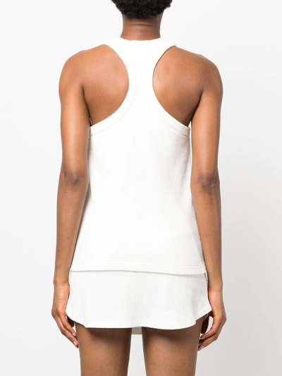 Reina Olga Logo-embroidered Waffle Tank Top In Weiss