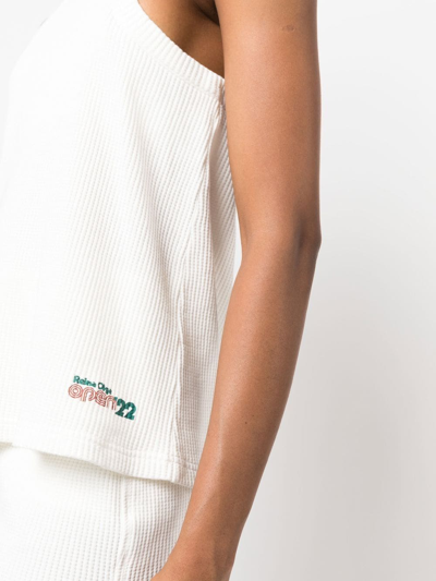 Reina Olga Logo-embroidered Waffle Tank Top In Weiss