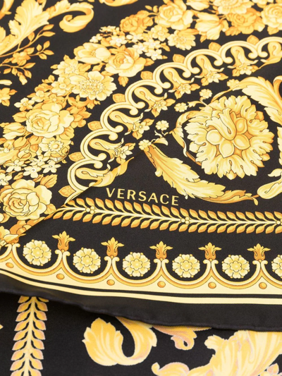 Shop Versace Barocco Silk Scarf In Gelb