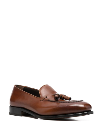 Ferragamo Tassel-detail Leather Loafers In Braun