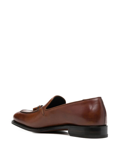 Ferragamo Tassel-detail Leather Loafers In Braun