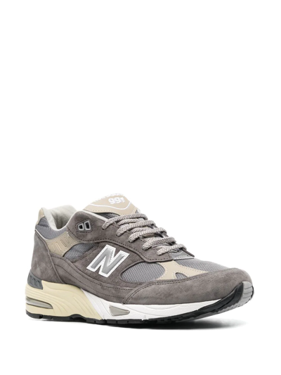 New Balance Logo-patch Lace-up Sneakers In Grau