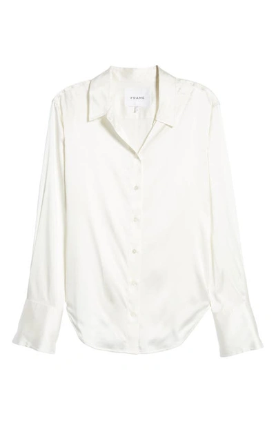 Shop Frame Stretch Silk Button-up Shirt In Off White