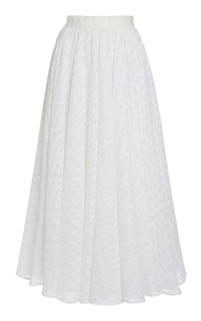 Shop Giambattista Valli Women's Embroidered Treillage Midi Skirt In White