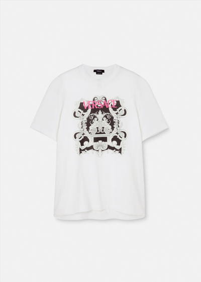 Shop Versace Silver Baroque T-shirt, Male, White, Xs