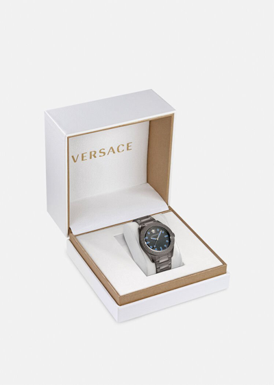 Shop Versace Greca Dome Watch, Male, Gray, One Size