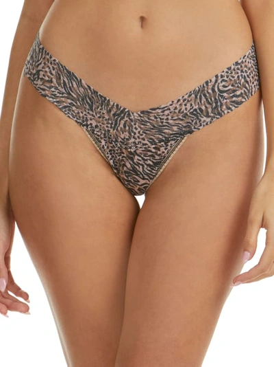 Shop Hanky Panky Signature Lace Low Rise Printed Thong In Animal Kingdom