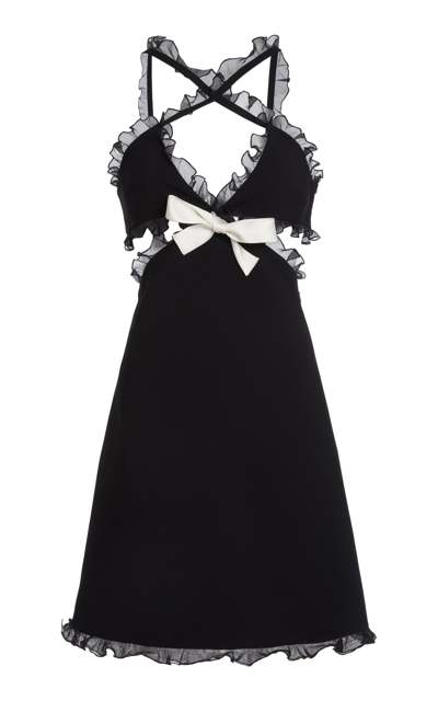 Shop Giambattista Valli Ruffled Cady Cutout Mini Dress In Black