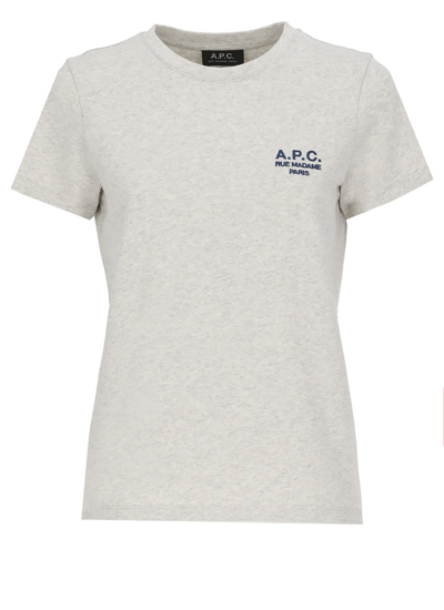 Shop Apc T-shirt With Logo In Ecru Chine