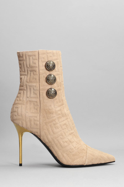 Roni Monogram-Embossed Suede Ankle Boots