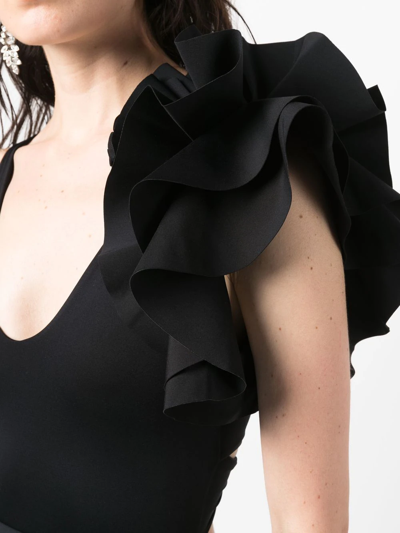 Shop Maygel Coronel Ruffle-detail Maxi Dress In Black