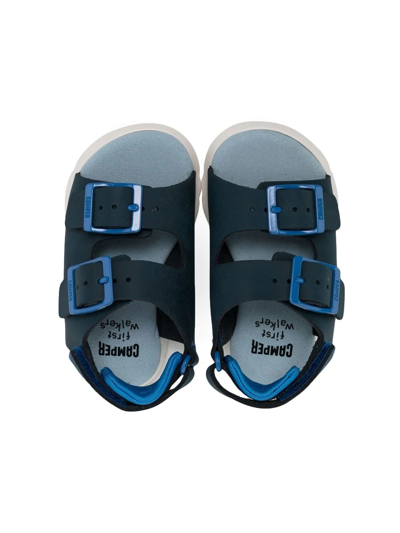 Shop Camper Leather Buckle-fastening Sandals In Blue