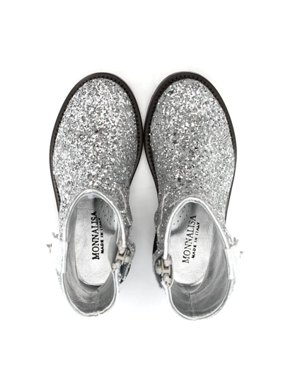 Shop Monnalisa Glittered Ankle Boots In G075 Silver