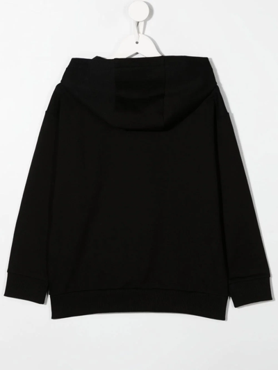 Shop Versace Logo Print Cotton Hoodie In Black