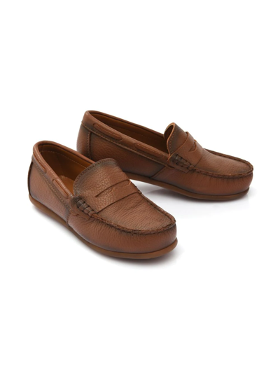Shop Moustache Leather Penny Loafers In Brown