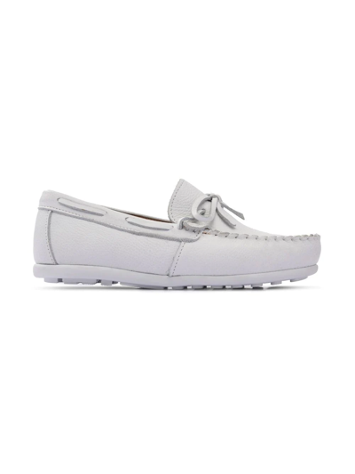 Shop Moustache Leather Moccasin Loafers In White