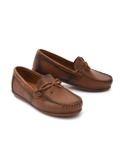 Shop Moustache Leather Moccasin Loafers In Brown