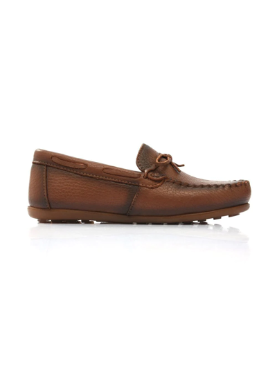 Shop Moustache Leather Moccasin Loafers In Brown