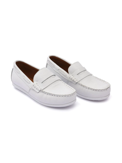 Shop Moustache Faux Leather Penny Loafers In White