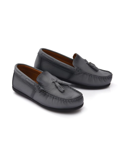 Shop Moustache Tassel-front Faux Leather Loafers In Grey