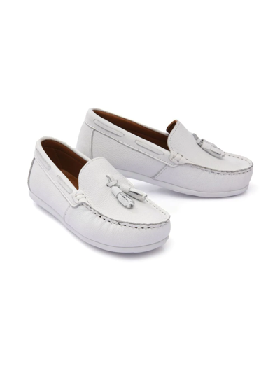 Shop Moustache Faux Leather Tassel Loafers In White