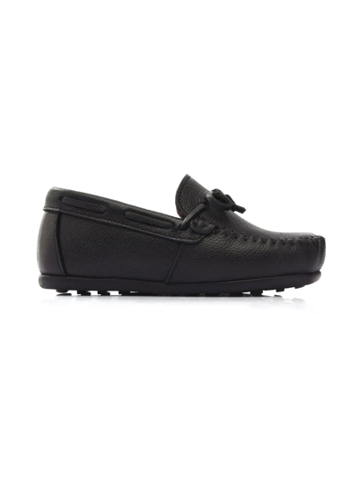 Shop Moustache Leather Moccasin Loafers In Black