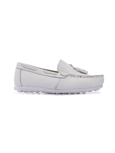 Shop Moustache Faux Leather Tassel Loafers In White
