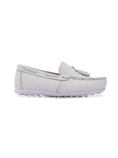 Moustache Faux Leather Tassel Loafers In White