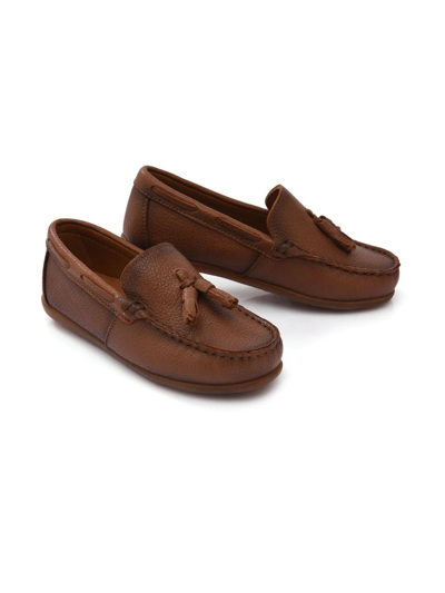 Moustache Tassel-front Faux Leather Loafers In Brown