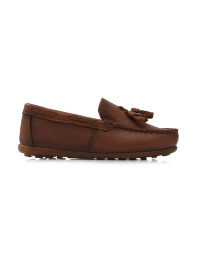 Moustache Tassel-front Faux Leather Loafers In Brown