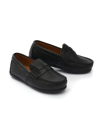 Moustache Faux Leather Penny Loafers In Black