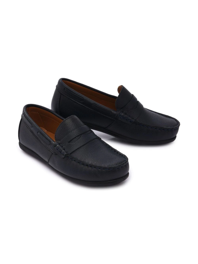 Shop Moustache Faux Leather Penny Loafers In Blue