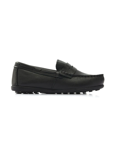 Shop Moustache Faux Leather Penny Loafers In Black