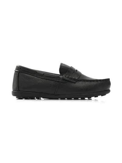 Moustache Faux Leather Penny Loafers In Black
