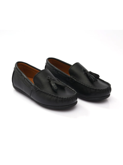 Moustache Faux Leather Tassel Loafers In Black