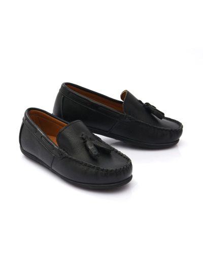 Moustache Faux Leather Tassel Loafers In Black
