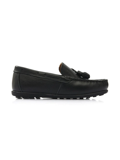 Moustache Faux Leather Tassel Loafers In Black