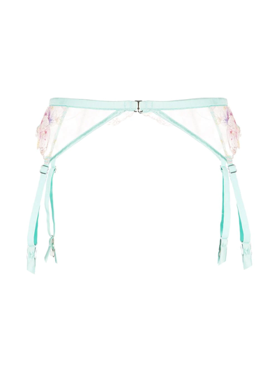 Shop Fleur Du Mal Pixie-embroidered Garter Belt In Pink