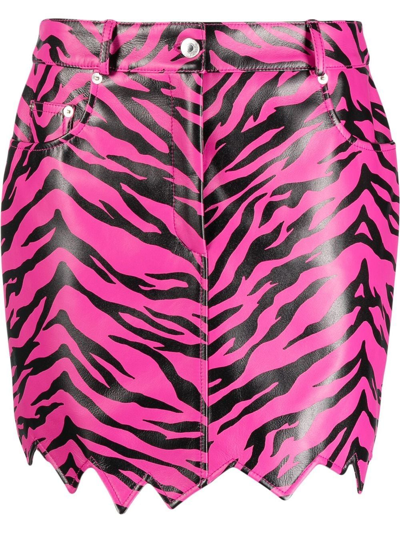 Shop Moschino Zig-zag Tiger-print Skirt In Pink