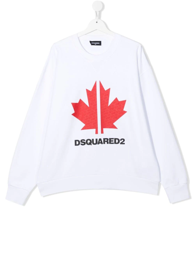 Shop Dsquared2 Teen Logo-print Sweatshirt In White