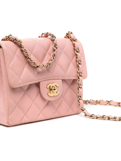 Pre-owned Chanel 2003 Mini Classic Flap Shoulder Bag In Pink