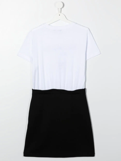 Shop Balmain Teen Logo Print Cotton Dress In White