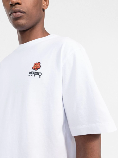 Shop Kenzo Boke Flower-embroidered T-shirt In White