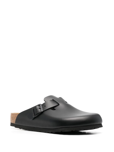 Shop Birkenstock Boston Buckle-embellished Slippers In Black