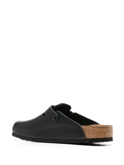 Shop Birkenstock Boston Buckle-embellished Slippers In Black