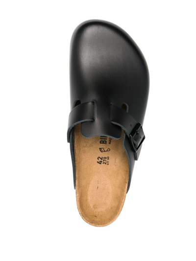 Shop Birkenstock Boston Buckle-embellished Slippers In Black