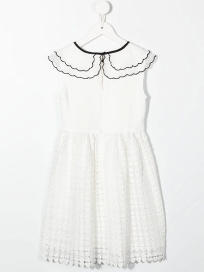 Shop Self-portrait Crochet Sleeveless Dress In White